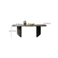 Simplicity Style Rectangle Marble Fixed Dinner Table with Double Pedestal