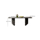 Simplicity Style Rectangle Marble Fixed Dinner Table with Double Pedestal
