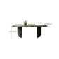Simplicity Style Rectangle Marble Fixed Dinner Table with Double Pedestal