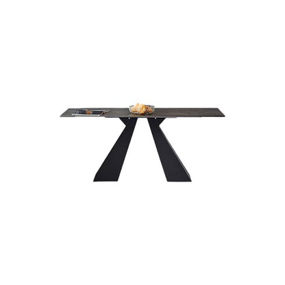 Rectangular Extendable Dining Table Modern Grey Stone Table Top for Dining Room