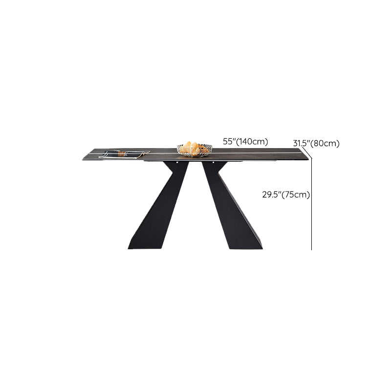 Rectangular Extendable Dining Table Modern Grey Stone Table Top for Dining Room