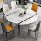 Round Dining Table White Stone Table Top with Black Metal Legs Clearhalo 'Dining Tables & Seating' 'Dining Tables' 'dining_table' 'furn' 'furn_dining_table' 'Furniture' 'Kitchen & Dining Furniture' 7658942