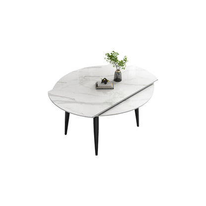Round Dining Table White Stone Table Top with Black Metal Legs Without Chairs Clearhalo 'Dining Tables & Seating' 'Dining Tables' 'dining_table' 'furn' 'furn_dining_table' 'Furniture' 'Kitchen & Dining Furniture' 7658943
