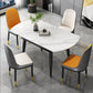 Round Dining Table White Stone Table Top with Black Metal Legs Clearhalo 'Dining Tables & Seating' 'Dining Tables' 'dining_table' 'furn' 'furn_dining_table' 'Furniture' 'Kitchen & Dining Furniture' 7658944