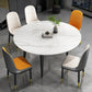 Round Dining Table White Stone Table Top with Black Metal Legs Clearhalo 'Dining Tables & Seating' 'Dining Tables' 'dining_table' 'furn' 'furn_dining_table' 'Furniture' 'Kitchen & Dining Furniture' 7658952