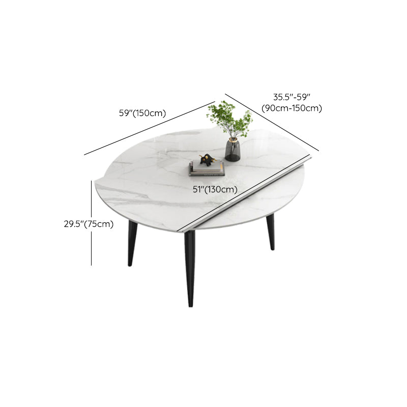 Round Dining Table White Stone Table Top with Black Metal Legs Clearhalo 'Dining Tables & Seating' 'Dining Tables' 'dining_table' 'furn' 'furn_dining_table' 'Furniture' 'Kitchen & Dining Furniture' 7658955