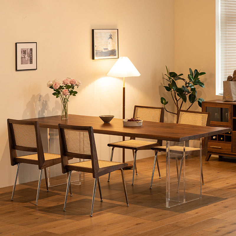 Modern Style Rectangle Solid Wood Dining Table with Double Pedestal Clearhalo 'Dining Tables & Seating' 'Dining Tables' 'dining_table' 'furn' 'furn_dining_table' 'Furniture' 'Kitchen & Dining Furniture' 7658975