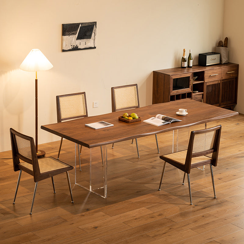 Modern Style Rectangle Solid Wood Dining Table with Double Pedestal Clearhalo 'Dining Tables & Seating' 'Dining Tables' 'dining_table' 'furn' 'furn_dining_table' 'Furniture' 'Kitchen & Dining Furniture' 7658976