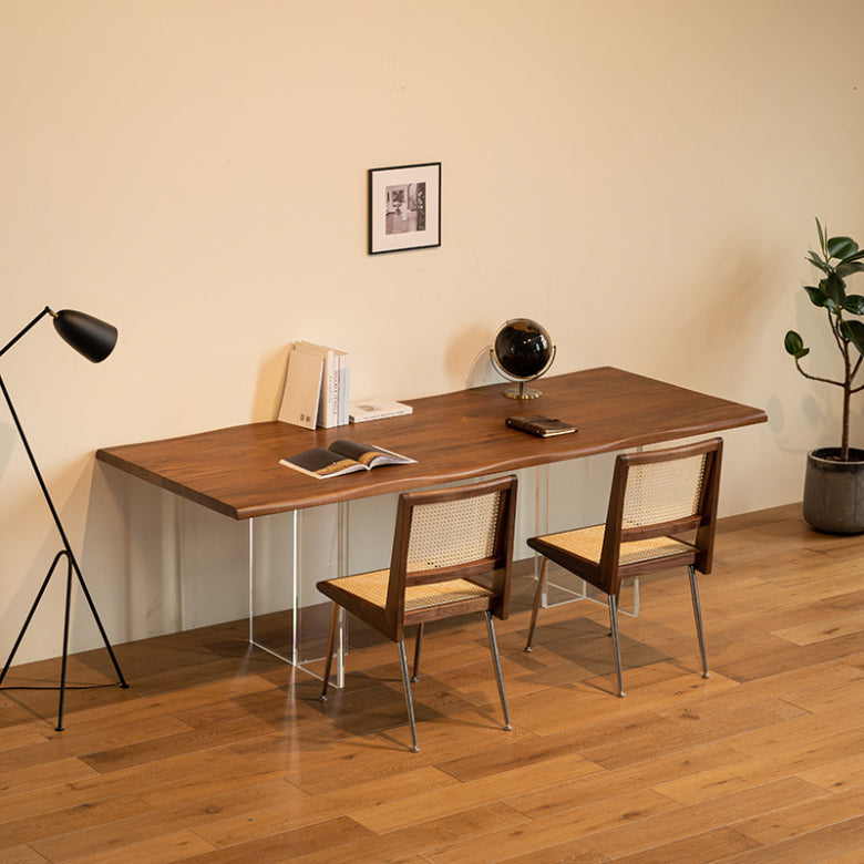 Modern Style Rectangle Solid Wood Dining Table with Double Pedestal Clearhalo 'Dining Tables & Seating' 'Dining Tables' 'dining_table' 'furn' 'furn_dining_table' 'Furniture' 'Kitchen & Dining Furniture' 7658977