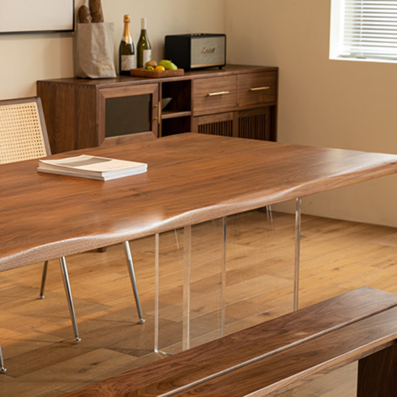 Modern Style Rectangle Solid Wood Dining Table with Double Pedestal Clearhalo 'Dining Tables & Seating' 'Dining Tables' 'dining_table' 'furn' 'furn_dining_table' 'Furniture' 'Kitchen & Dining Furniture' 7658980