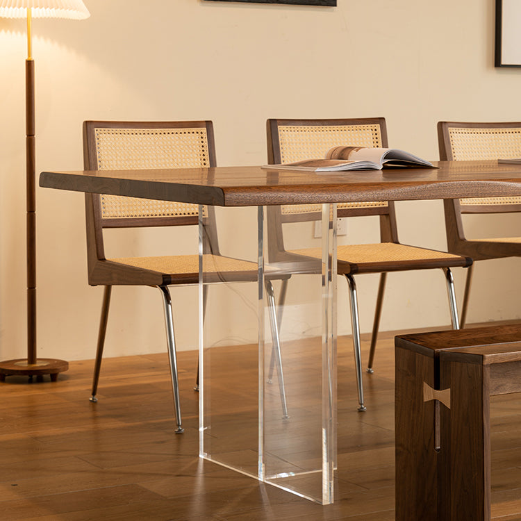 Modern Style Rectangle Solid Wood Dining Table with Double Pedestal Clearhalo 'Dining Tables & Seating' 'Dining Tables' 'dining_table' 'furn' 'furn_dining_table' 'Furniture' 'Kitchen & Dining Furniture' 7658982