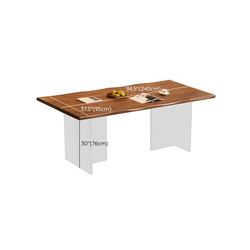 Modern Style Rectangle Solid Wood Dining Table with Double Pedestal Clearhalo 'Dining Tables & Seating' 'Dining Tables' 'dining_table' 'furn' 'furn_dining_table' 'Furniture' 'Kitchen & Dining Furniture' 7658988
