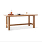 Mesa de comedor rectangular de madera maciza de color natural con base de caballete