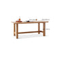 Mesa de comedor rectangular de madera maciza de color natural con base de caballete
