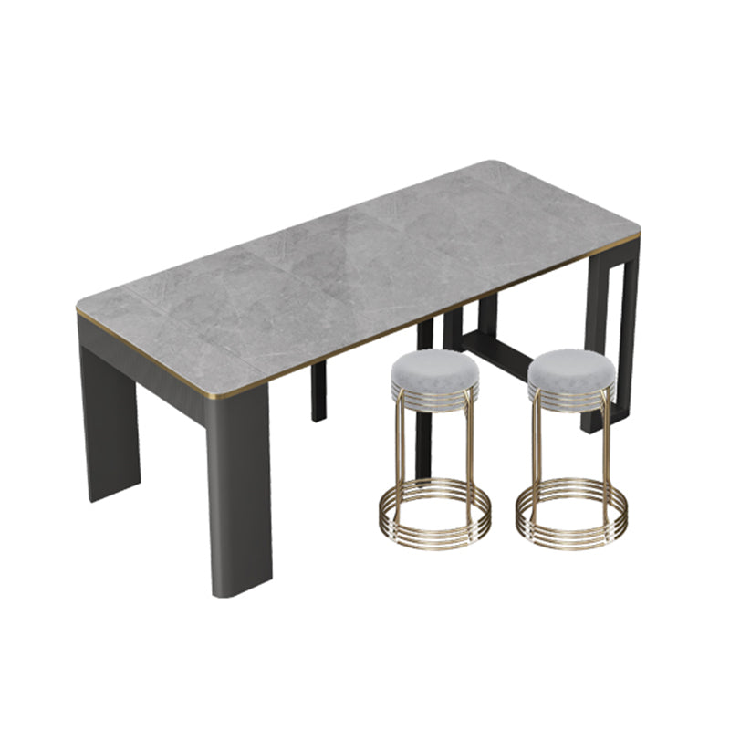 5/7/9 PCs tavolo da dinette a forma di rettangolo contemporaneo con sedia senza braccia