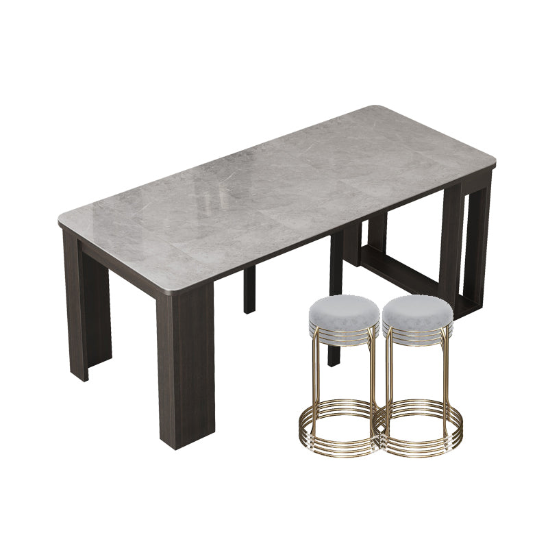 5/7/9 PCs tavolo da dinette a forma di rettangolo contemporaneo con sedia senza braccia