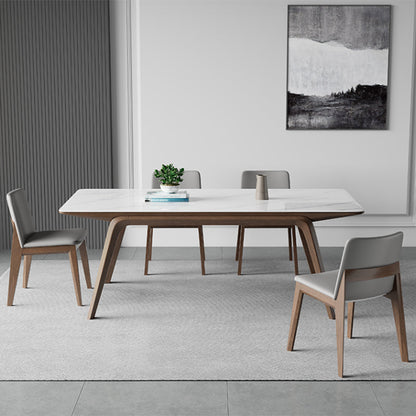 5/7 PCs zeitgenössischer Steinrechteck -Formtisch mit gepolsterter Stuhl