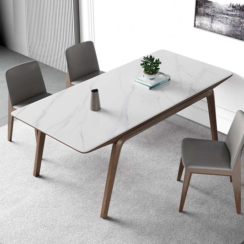 5/7 PCs zeitgenössischer Steinrechteck -Formtisch mit gepolsterter Stuhl