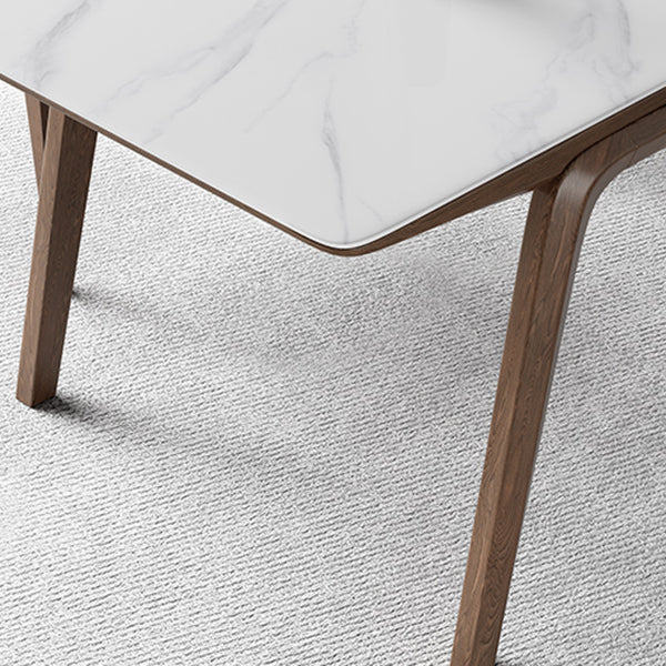 5/7 PCs zeitgenössischer Steinrechteck -Formtisch mit gepolsterter Stuhl