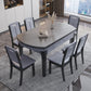 Modern Style Stone Set of 7 Round Shape Dining Furniture Set