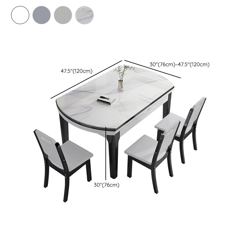 Modern Style Stone Set of 7 Round Shape Dining Furniture Set