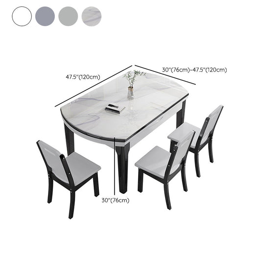 Juego de piedra de estilo moderno de 7 muebles de comedor de forma redonda