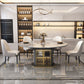 5/7 Pcs Contemporary Stone Round Shape Dinette Table with Upholstered Chair Table & Chair(s) 5 Piece Set Clearhalo 'Dining Room Sets' 'Dining Tables & Seating' 'dining_room_set' 'furn' 'furn_dining_room_set' 'Furniture' 'Kitchen & Dining Furniture' 7659186