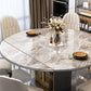 5/7 Pcs Contemporary Stone Round Shape Dinette Table with Upholstered Chair Clearhalo 'Dining Room Sets' 'Dining Tables & Seating' 'dining_room_set' 'furn' 'furn_dining_room_set' 'Furniture' 'Kitchen & Dining Furniture' 7659189