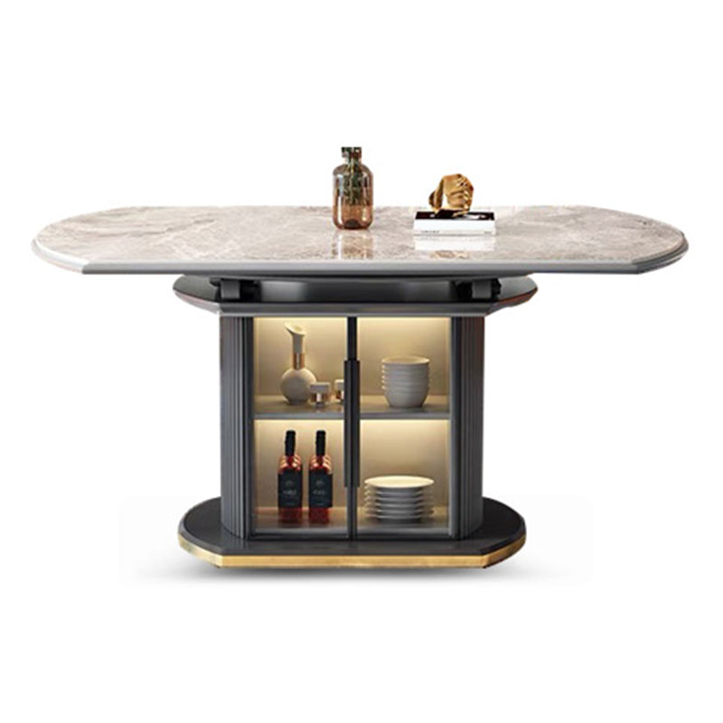 5/7 Pcs Contemporary Stone Round Shape Dinette Table with Upholstered Chair Table 1 Piece Clearhalo 'Dining Room Sets' 'Dining Tables & Seating' 'dining_room_set' 'furn' 'furn_dining_room_set' 'Furniture' 'Kitchen & Dining Furniture' 7659190