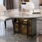 5/7 Pcs Contemporary Stone Round Shape Dinette Table with Upholstered Chair Clearhalo 'Dining Room Sets' 'Dining Tables & Seating' 'dining_room_set' 'furn' 'furn_dining_room_set' 'Furniture' 'Kitchen & Dining Furniture' 7659194