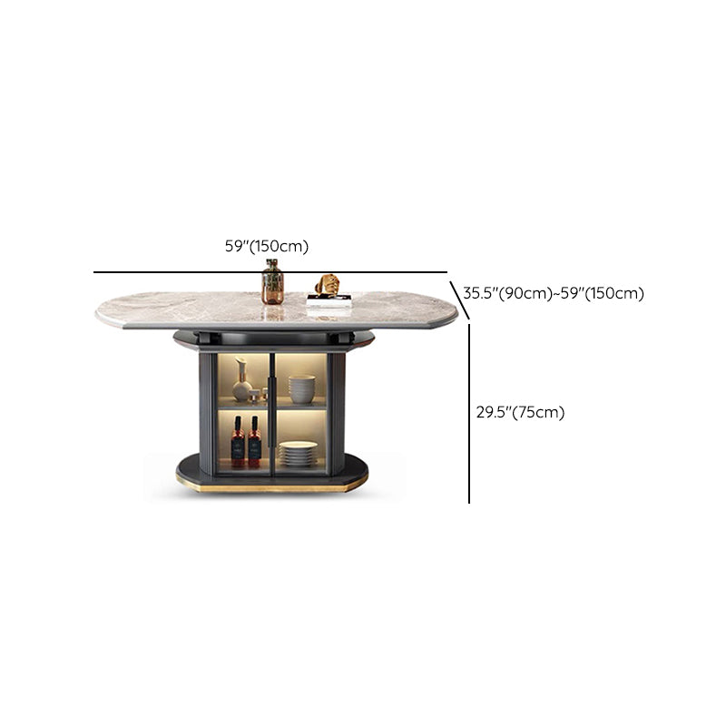 5/7 Pcs Contemporary Stone Round Shape Dinette Table with Upholstered Chair Clearhalo 'Dining Room Sets' 'Dining Tables & Seating' 'dining_room_set' 'furn' 'furn_dining_room_set' 'Furniture' 'Kitchen & Dining Furniture' 7659198
