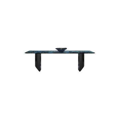 Contemporary Style Rectangle Marble Dinner Table with Double Pedestal