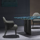 Contemporary Style Rectangle Marble Dinner Table with Double Pedestal