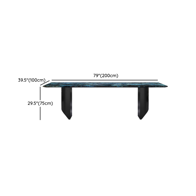 Contemporary Style Rectangle Marble Dinner Table with Double Pedestal