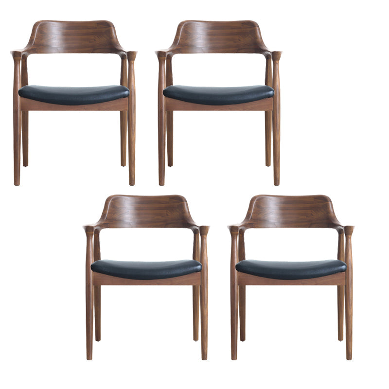 Modern Armrest Backrest Cushion Chair with Wood Legs for Dining Room Solid Wood PU（Polyurethane） 4 Piece Set Clearhalo 'Dining Chairs' 'Dining Tables & Seating' 'dining_chair' 'furn' 'furn_dining_chair' 'Furniture' 'Kitchen & Dining Furniture' 7659293