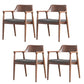 Modern Armrest Backrest Cushion Chair with Wood Legs for Dining Room Solid Wood Cotton and Linen 4 Piece Set Clearhalo 'Dining Chairs' 'Dining Tables & Seating' 'dining_chair' 'furn' 'furn_dining_chair' 'Furniture' 'Kitchen & Dining Furniture' 7659302