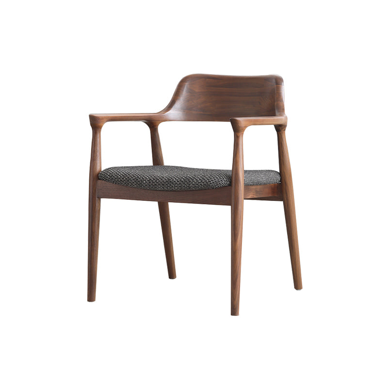 Modern Armrest Backrest Cushion Chair with Wood Legs for Dining Room Walnut Cotton and Linen 1 Piece Clearhalo 'Dining Chairs' 'Dining Tables & Seating' 'dining_chair' 'furn' 'furn_dining_chair' 'Furniture' 'Kitchen & Dining Furniture' 7659310