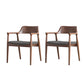 Modern Armrest Backrest Cushion Chair with Wood Legs for Dining Room Walnut Cotton and Linen 2 Piece Set Clearhalo 'Dining Chairs' 'Dining Tables & Seating' 'dining_chair' 'furn' 'furn_dining_chair' 'Furniture' 'Kitchen & Dining Furniture' 7659311