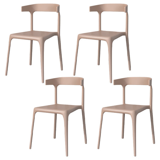 Nordic Stackable Backrest Acrylic Chair with Acrylic Legs for Dining Room Khaki 4 Piece Set
