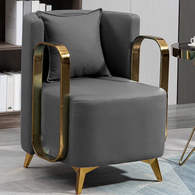 Glam Armrest Backrest Cushion Chair with Metal Legs for Balcony Dark Gray 1 Piece Clearhalo 'Dining Chairs' 'Dining Tables & Seating' 'dining_chair' 'furn' 'furn_dining_chair' 'Furniture' 'Kitchen & Dining Furniture' 7659669