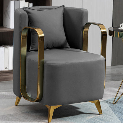 Glam Armrest Backrest Cushion Chair with Metal Legs for Balcony Dark Gray 1 Piece Clearhalo 'Dining Chairs' 'Dining Tables & Seating' 'dining_chair' 'furn' 'furn_dining_chair' 'Furniture' 'Kitchen & Dining Furniture' 7659669