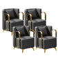 Glam Armrest Backrest Cushion Chair with Metal Legs for Balcony Dark Gray 4 Piece Set Clearhalo 'Dining Chairs' 'Dining Tables & Seating' 'dining_chair' 'furn' 'furn_dining_chair' 'Furniture' 'Kitchen & Dining Furniture' 7659672