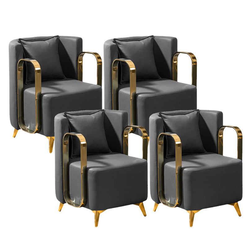 Glam Armrest Backrest Cushion Chair with Metal Legs for Balcony Dark Gray 4 Piece Set Clearhalo 'Dining Chairs' 'Dining Tables & Seating' 'dining_chair' 'furn' 'furn_dining_chair' 'Furniture' 'Kitchen & Dining Furniture' 7659672