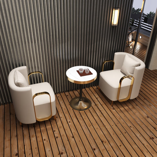 Glam Armrest Backrest Cushion Chair with Metal Legs for Balcony Clearhalo 'Dining Chairs' 'Dining Tables & Seating' 'dining_chair' 'furn' 'furn_dining_chair' 'Furniture' 'Kitchen & Dining Furniture' 7659673