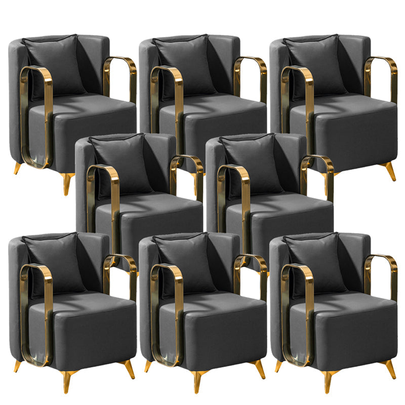 Glam Armrest Backrest Cushion Chair with Metal Legs for Balcony Dark Gray 8 Piece Set Clearhalo 'Dining Chairs' 'Dining Tables & Seating' 'dining_chair' 'furn' 'furn_dining_chair' 'Furniture' 'Kitchen & Dining Furniture' 7659677