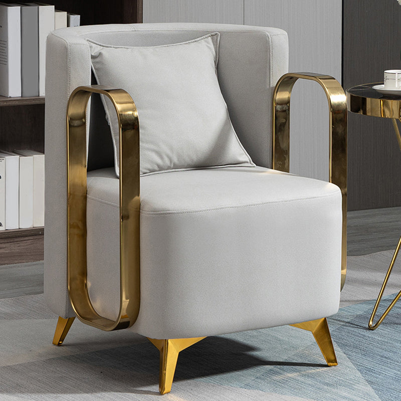 Glam Armrest Backrest Cushion Chair with Metal Legs for Balcony Light Gray 1 Piece Clearhalo 'Dining Chairs' 'Dining Tables & Seating' 'dining_chair' 'furn' 'furn_dining_chair' 'Furniture' 'Kitchen & Dining Furniture' 7659679