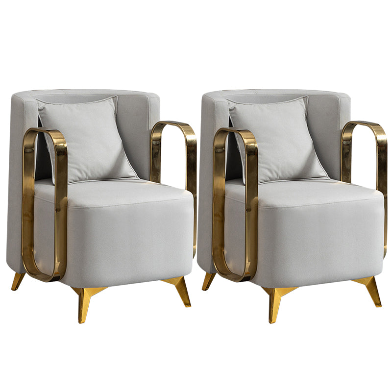 Glam Armrest Backrest Cushion Chair with Metal Legs for Balcony Light Gray 2 Piece Set Clearhalo 'Dining Chairs' 'Dining Tables & Seating' 'dining_chair' 'furn' 'furn_dining_chair' 'Furniture' 'Kitchen & Dining Furniture' 7659681