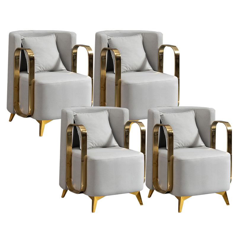 Glam Armrest Backrest Cushion Chair with Metal Legs for Balcony Light Gray 4 Piece Set Clearhalo 'Dining Chairs' 'Dining Tables & Seating' 'dining_chair' 'furn' 'furn_dining_chair' 'Furniture' 'Kitchen & Dining Furniture' 7659683