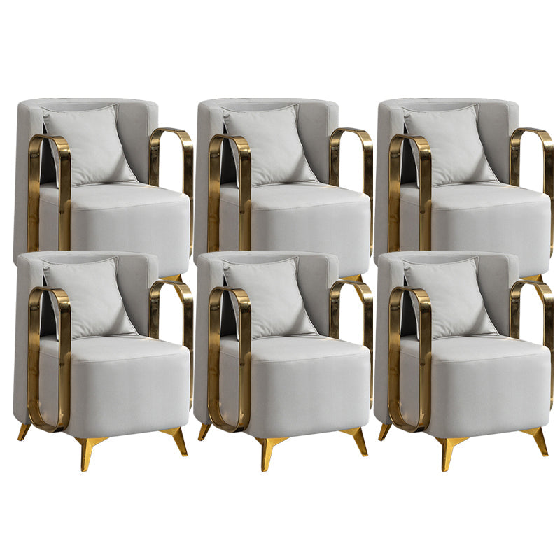 Glam Armrest Backrest Cushion Chair with Metal Legs for Balcony Light Gray 6 Piece Set Clearhalo 'Dining Chairs' 'Dining Tables & Seating' 'dining_chair' 'furn' 'furn_dining_chair' 'Furniture' 'Kitchen & Dining Furniture' 7659684