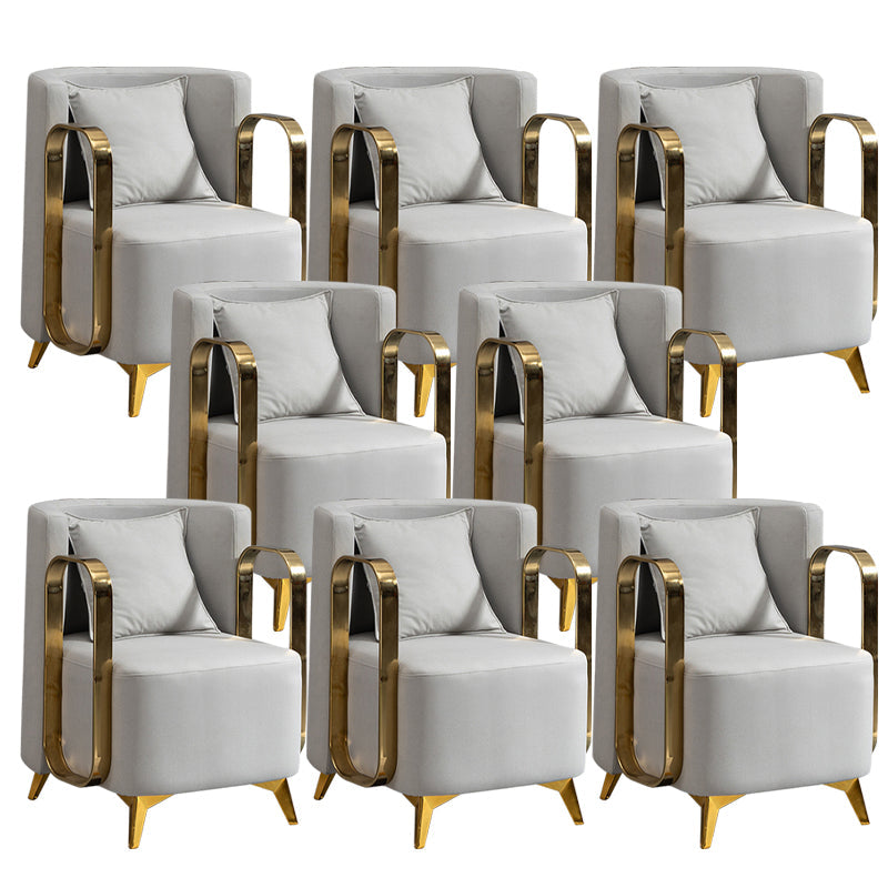 Glam Armrest Backrest Cushion Chair with Metal Legs for Balcony Light Gray 8 Piece Set Clearhalo 'Dining Chairs' 'Dining Tables & Seating' 'dining_chair' 'furn' 'furn_dining_chair' 'Furniture' 'Kitchen & Dining Furniture' 7659686